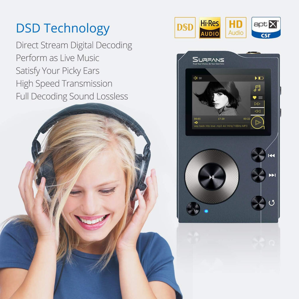 HiFi MP3 Player with Bluetooth, 32GB Memory Card B7511
