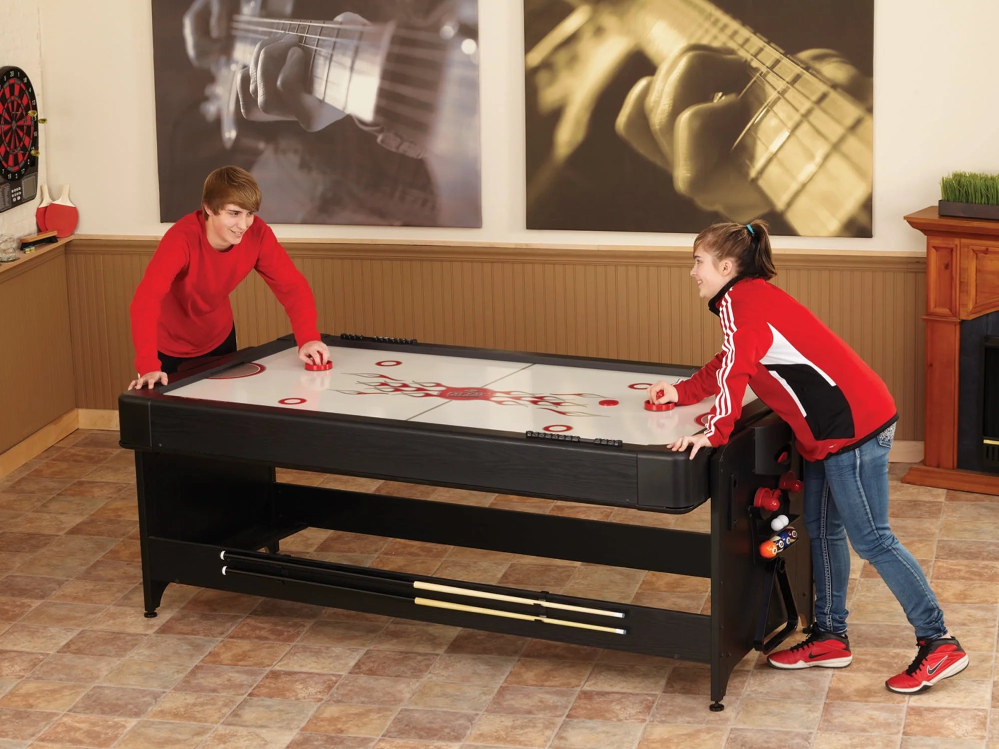 7' 2-in-1 Billiards and Air Hockey Game Table B200726