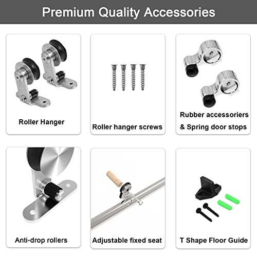 5FT Sliding Barn Door Hardware Kit, Top Mount Stainless Steel T1888