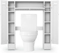 White Freestanding Over The Toilet Cabinet with 2 Side Doors G709