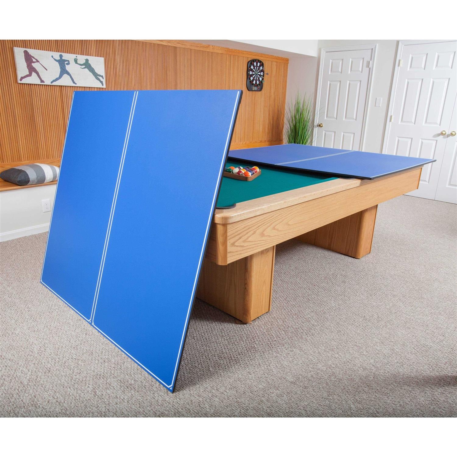 4-Piece Table Tennis Table Conversion Top with Ping Pong Net Set G4949