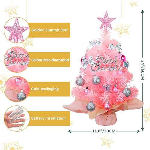24 Inch Prelit Artificial Christmas Tree with 50 LED Lights N77416