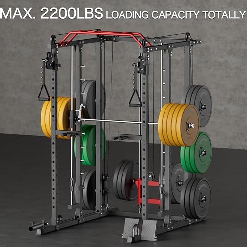 Deep Squat Machine with Cable Crossover System and Squat Rack Power Cage E1893