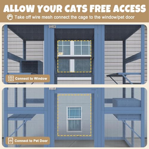 Large Walk in Cat Cage with Waterproof Roof, 5 Platforms, 2 Resting Box, Cat Scratching Post T107