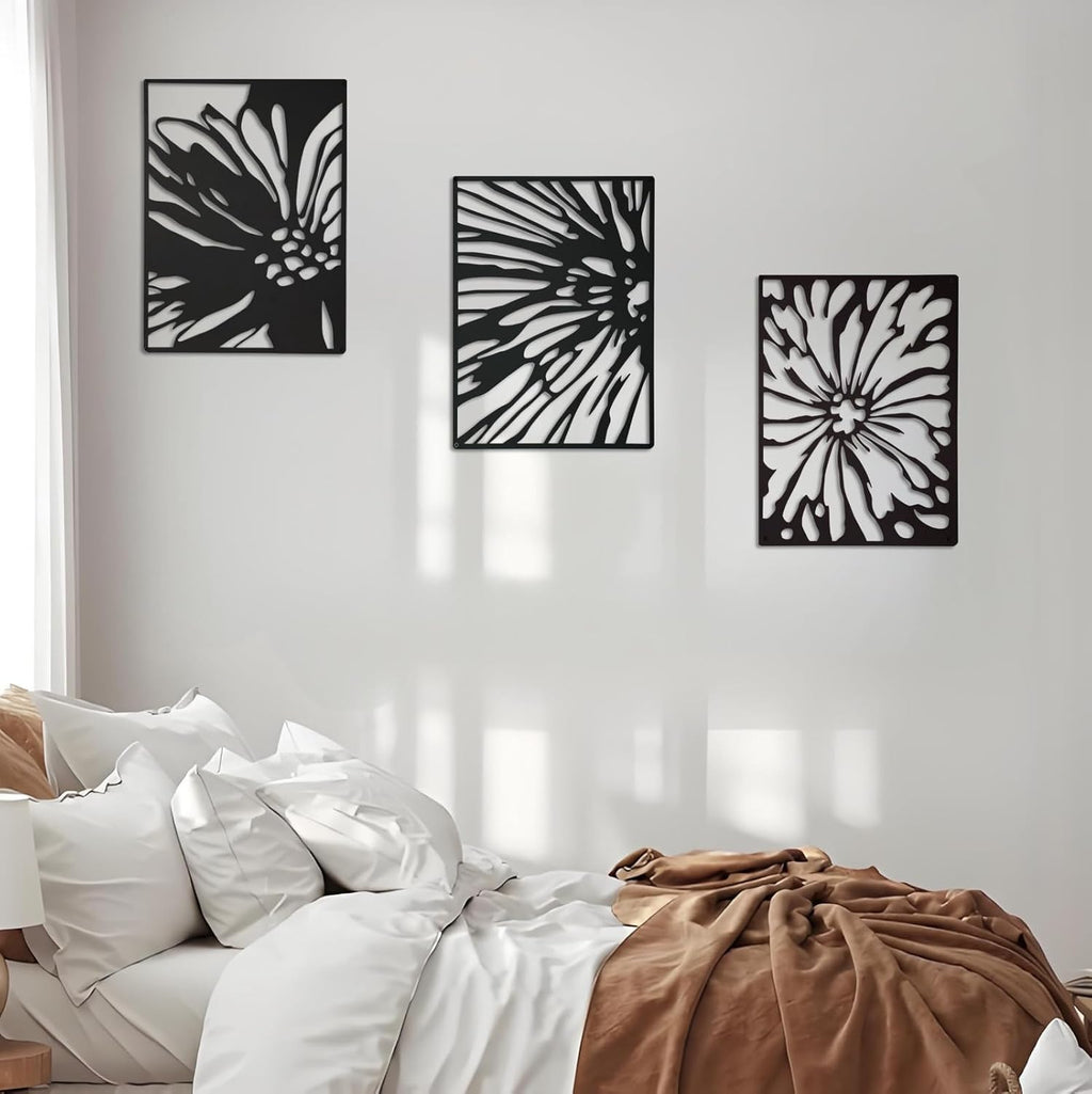 3PCS Black Metal Wall Art Decor K871483