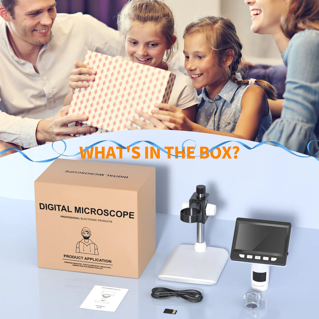 4.3 Inch IPS Screen 1-1000X Magnification Zoom Digital Microscope with 8 Adjustable LED Lights L33054