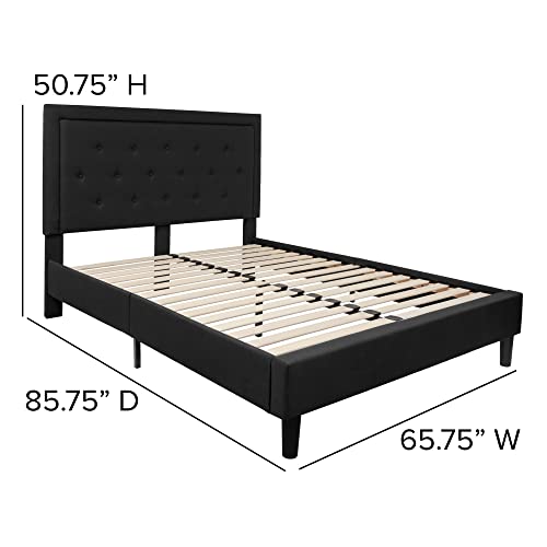 Queen Size Beige Fabric Upholstered Platform Bed with Pocket Spring Mattress F413