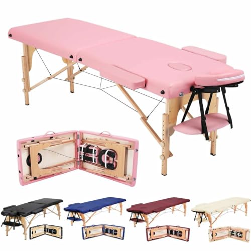 Black 84" Long Portable 2/3 Folding Massage Table with Carry Case Y99842