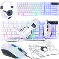 Wired LED RGB Backlight Gaming Keyboard Mouse Mouse pad Headset Bundle T1606
