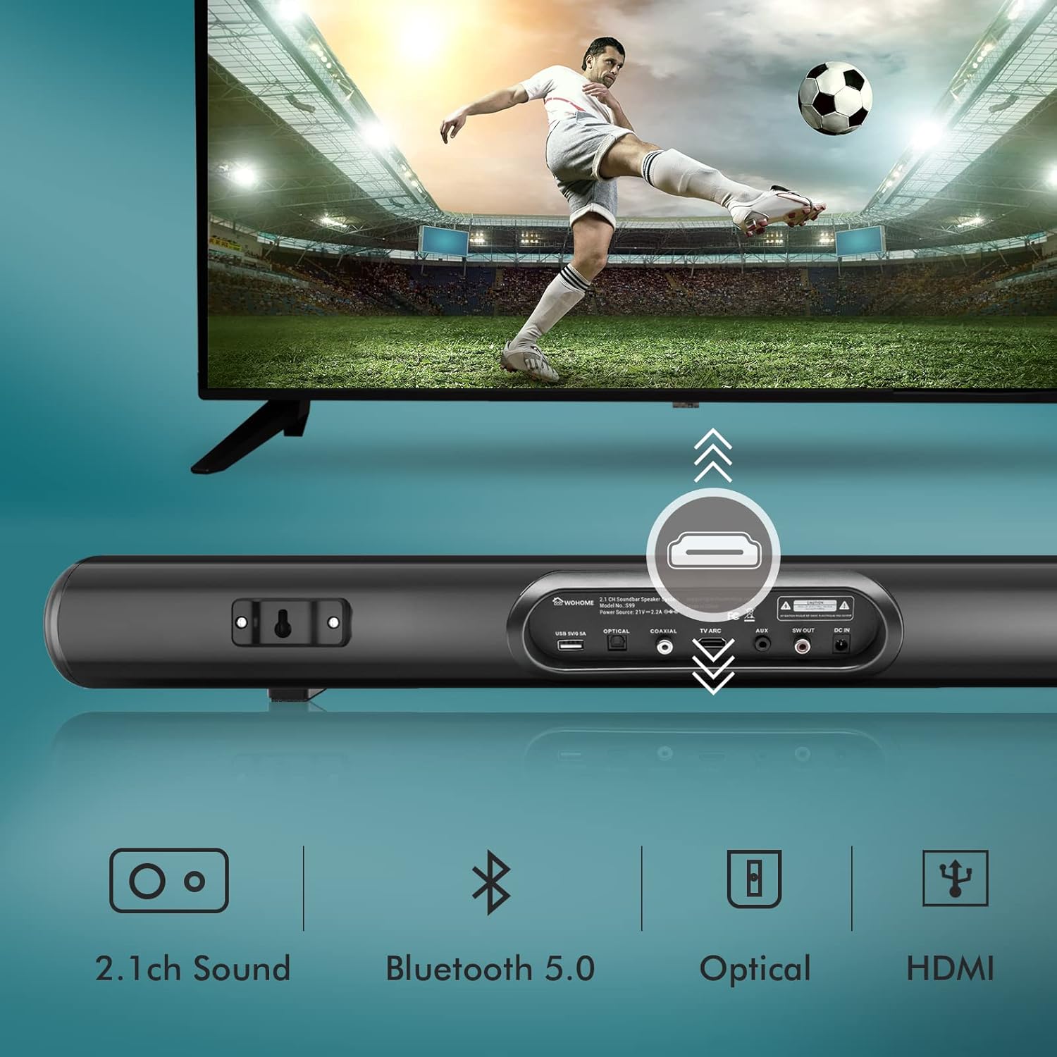 28-Inch 120W Sound Bar with Subwoofer and Wireless Bluetooth C46853