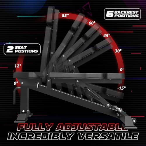 2200lbs Squat Rack with LAT-Pull Down System & Cable Crossover Machine with Adjustable Weight Bench J406020