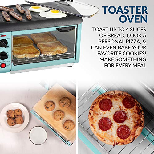 Retro 3-in-1 Breakfast Station, Coffeemaker, Toaster Oven, Griddle, Aqua Z956