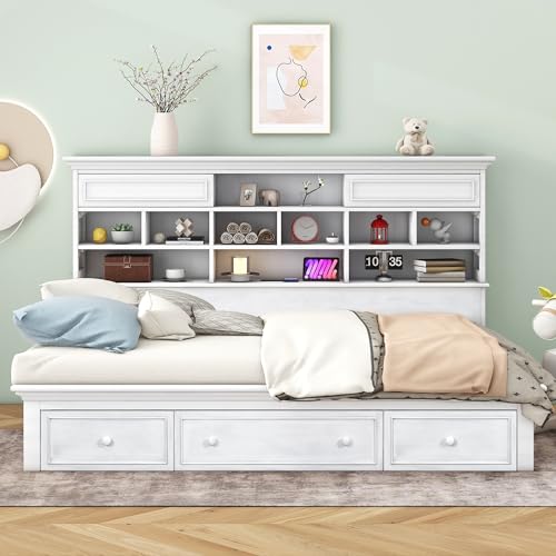 Twin Size Upholstered Daybed with Trundle, Black F243