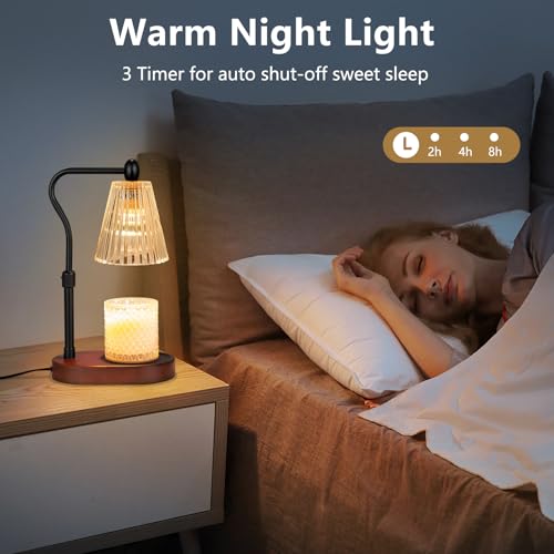 Candle Warmer Lamp with Timer and Dimmer Adjustable Height Electric Wax Melt Warmer with 2 Bulbs W33016