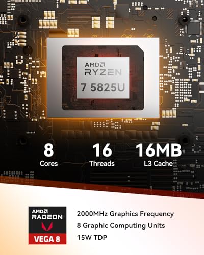 AMD Ryzen 7 5825U Mini PC, 16GB RAM, 512GB M.2 NVMe SSD, Windows 11 Pro B853