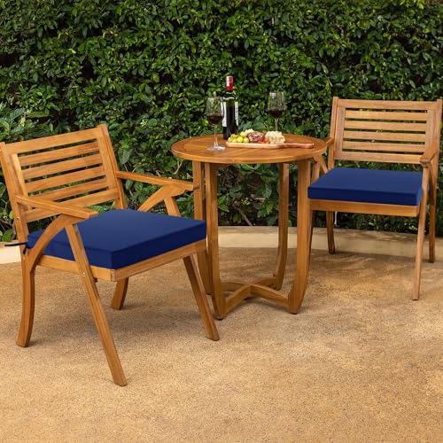 Black Waterproof Fade Resistant Seat Cushion Set of 4, 18.5 x 16 x 2 Inch Chair Pads with Ties and Hidden Zipper Y721