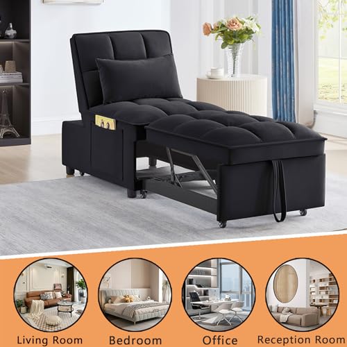 4 in 1 Sleeper Chair with Pullout Sofa Bed, Taupe T635