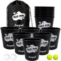 12 Buckets and 4 Balls Black Outdoor Toss Game Set U41913