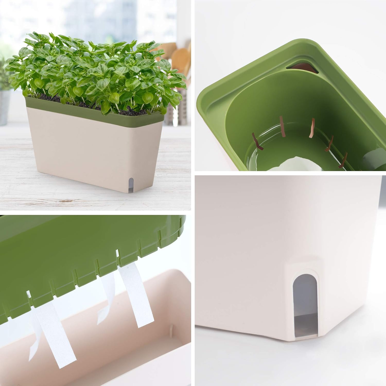 Self-Watering Rectangular Window Herb Planter Box Set of 3 V695