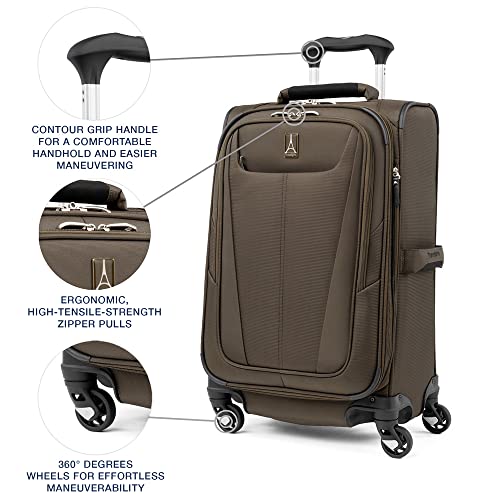 Slate Green Softside Expandable Carry On Luggage with 4 Spinner Wheels U923