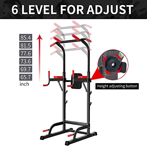 Adjustable Height Power Tower Dip Station with Pull Up Bar, Load 350LBS V9563