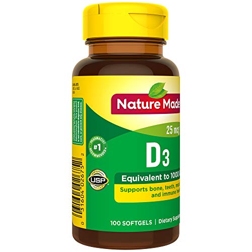 Vitamin D3 1000 IU (25 mcg) Dietary Supplement Softgels, 180 Count B82546