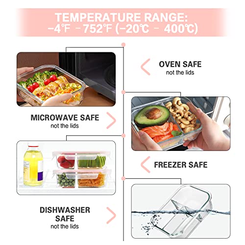 9 Pack Glass Meal Prep Containers with Lids E46389