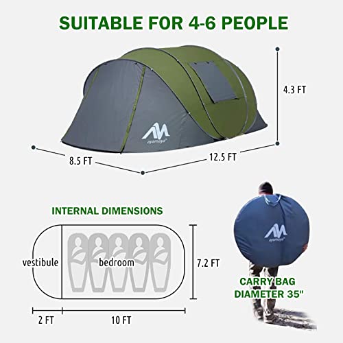 6 Person Double Layer Waterproof Instant Tent with Vestibule & Porch V908761