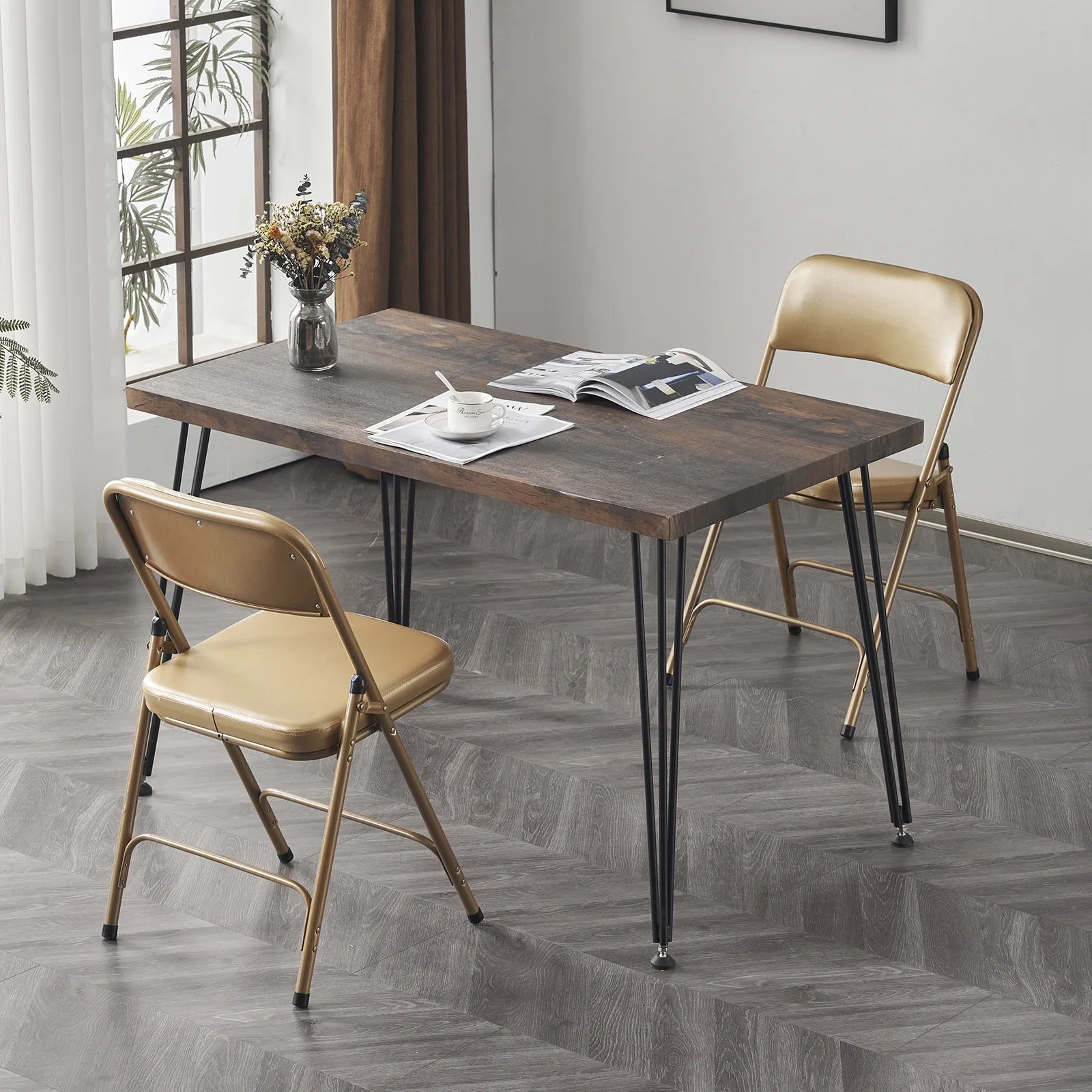 2 Pack Metal Folding Chairs with Padded Seat and Back O1243