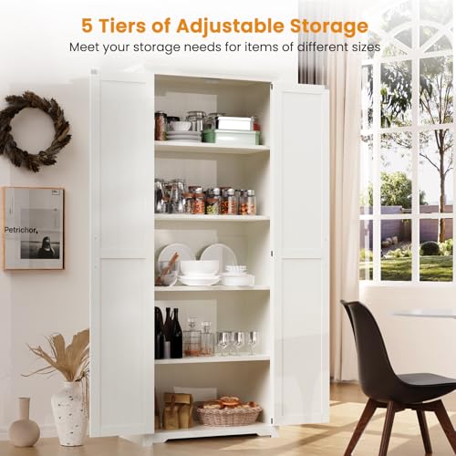 Brown 72" Tall Storage Cabinet with 6 Adjustable Shelves V710