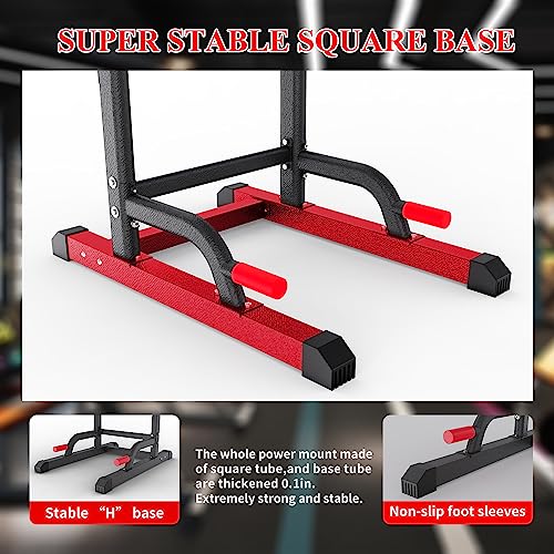 Adjustable Height Power Tower Dip Station with Pull Up Bar, Load 350LBS V9563