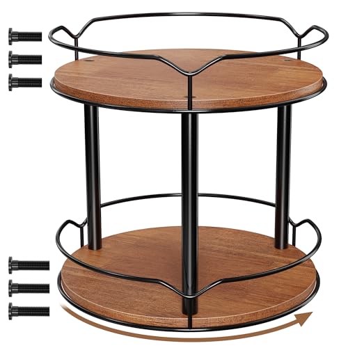 2 Tier 12.4" Wooden Rotating Lazy Susan Organizer I282875
