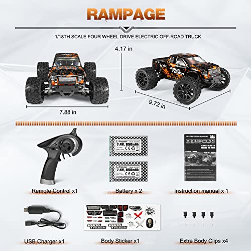 1:18 Scale 4X4 RC Monster Truck with 2 Batteries L246268