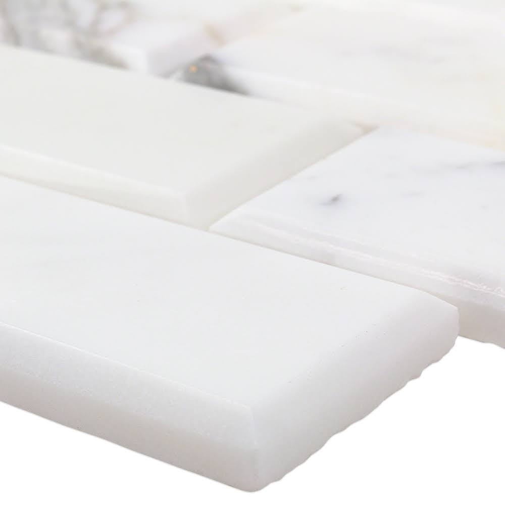 Beveled Marble Mosaic Tile White/Gray B56044