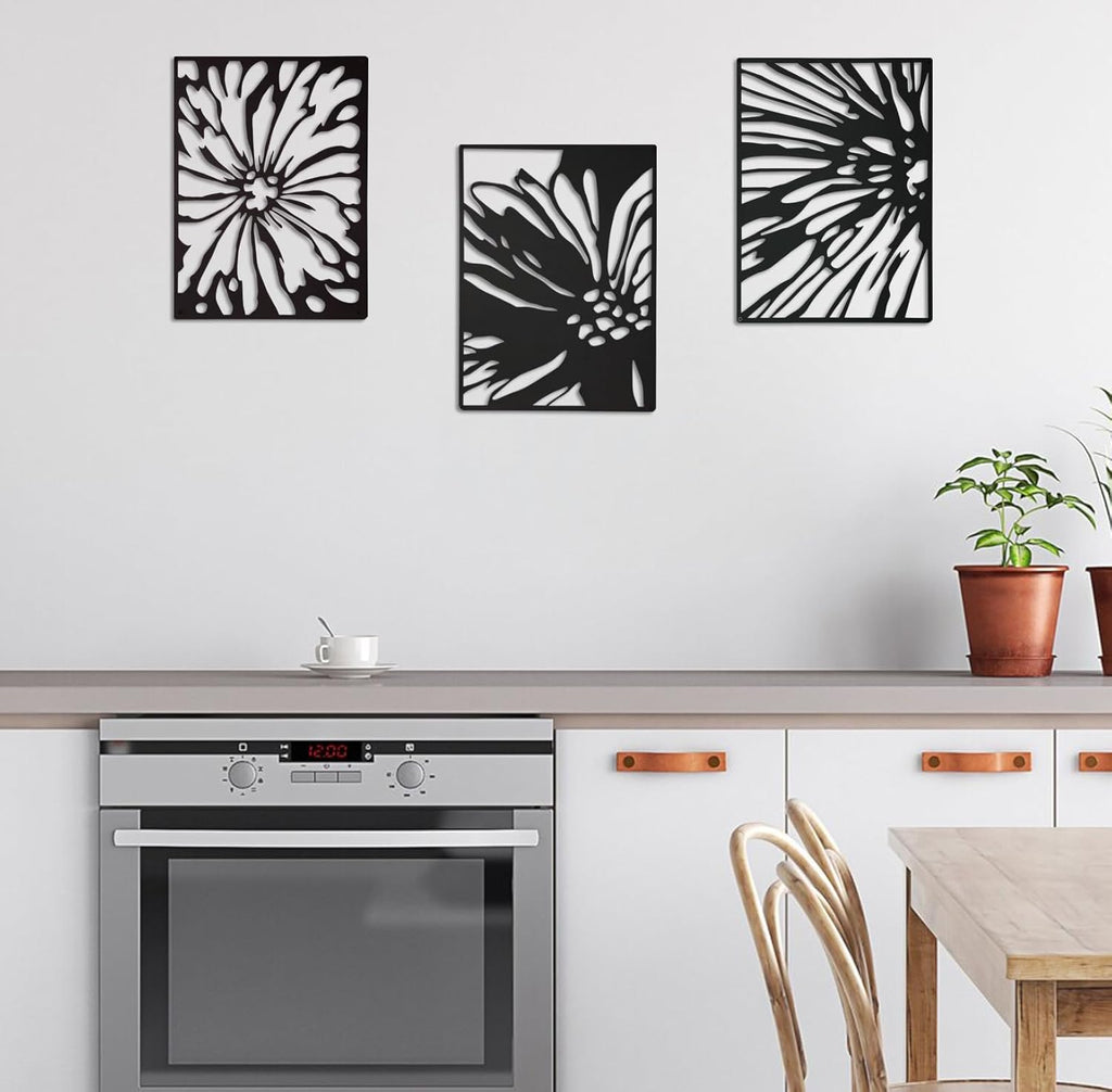 3PCS Black Metal Wall Art Decor K871483