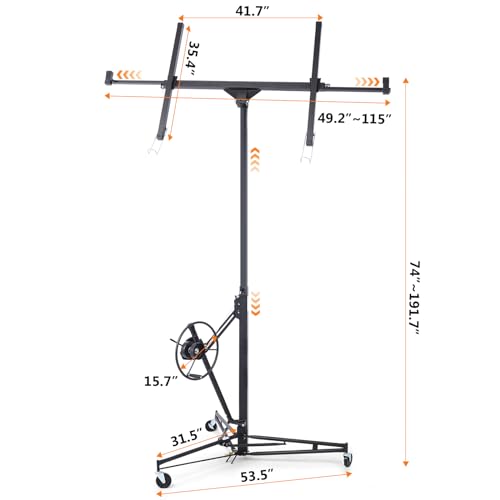 Drywall Lift 11FT 150LBS Heavy Duty 360° Adjustable Black Y85698