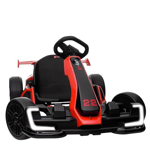 Red Electric Drift Kart Car with Adjustable Seat, 24V, 4 Speed Mode, 300W Motor, 8.5 MPH A654