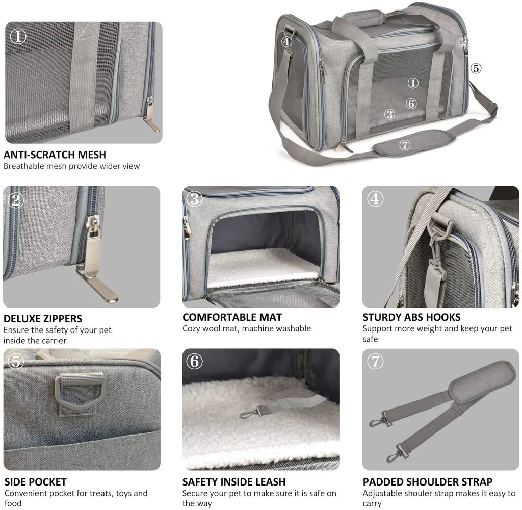 Grey Soft Sided Pet Carrier S7732