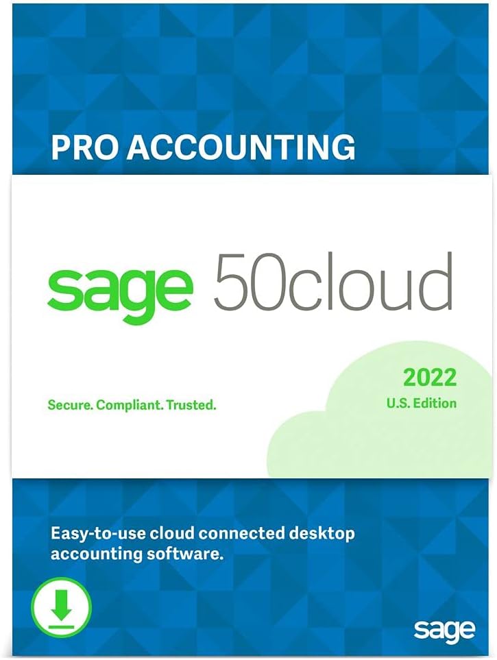 Sage 50cloud Pro Accounting 2022 U.S. One Year Subscription Personal Accounting Software E715