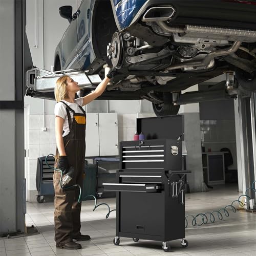 8-Drawer Rolling Metal Tool Chest with Lockable Drawer (BLACK) J7011