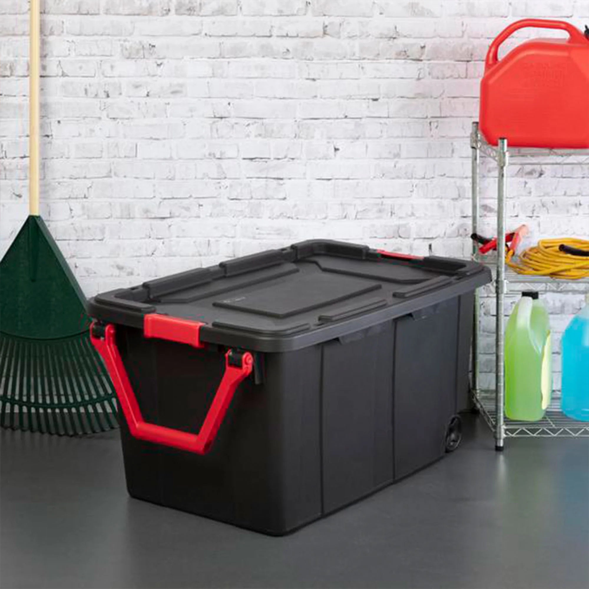 Black 8 Pack 40 Gallon Wheeled Storage Tote L231962