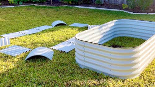 17" Tall 9 in 1 8ft X 2ft Metal Raised Planter Bed Modern Gray M4904