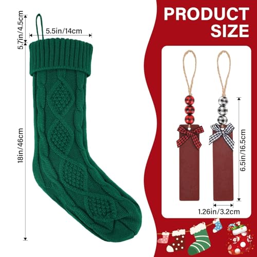 18Inch Cable Knitted Christmas Stockings in Red, White, Green A2948