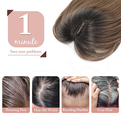 7x7'' Short Synthetic Hair Topper Brown with Dark Root F701724