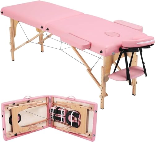 Black 84" Long Portable 2/3 Folding Massage Table with Carry Case Y99842