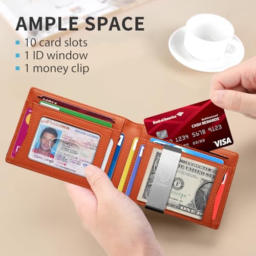 Mens Slim Wallet with Money Clip RFID Blocking Bifold Credit Card Holder H754580