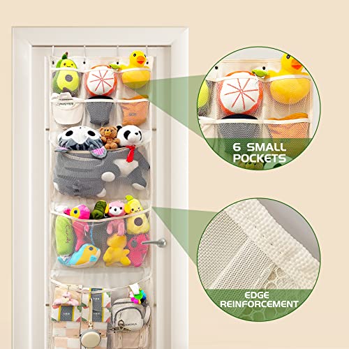 Over The Door Stuffed Animal Storage Organizer with 3 Large & 6 Small Mesh Pockets B936921