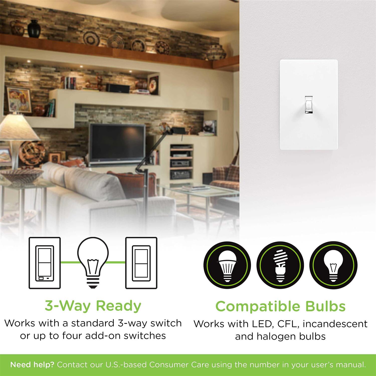 White/almond In-Wall Smart Paddle Switch S30777