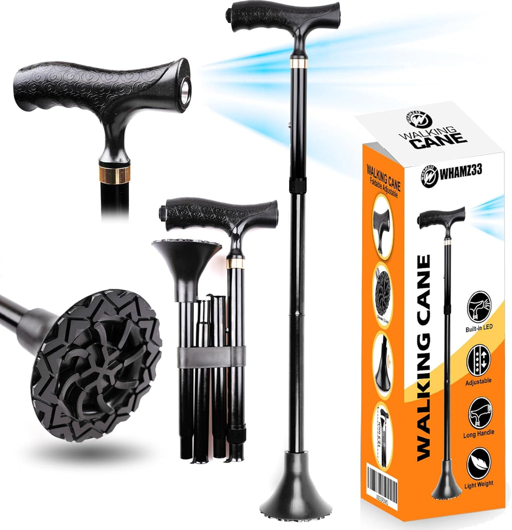 Foldable Lightweight Walking Cane with Light R362294