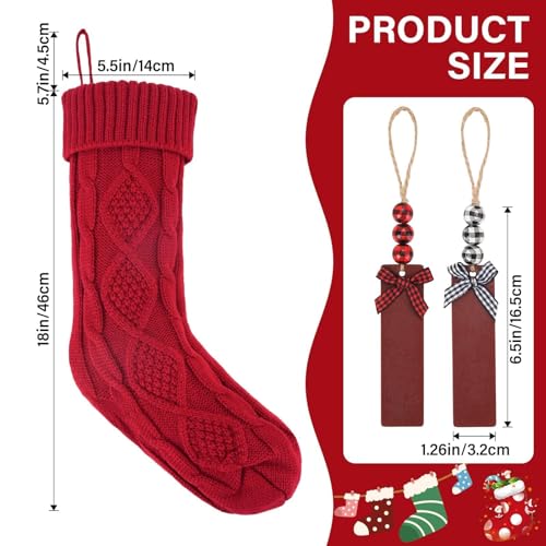 18Inch Cable Knitted Christmas Stockings in Red, White, Green A2948